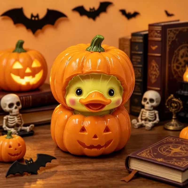 Piece Halloween Pumpkin Duck Resin Ornament Creative Cartoon Spooky Cute Mashup Home Decor Holiday