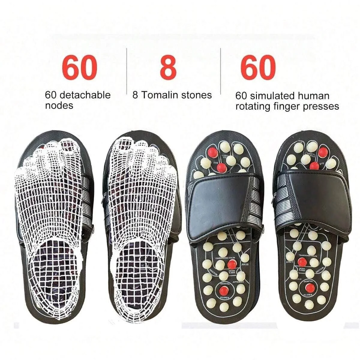 A Pair Of Acupoint Massage Slippers For Both Men And Women, Chinese Style Acupoint  Rotating Foot Massage Shoes, Unisex Style