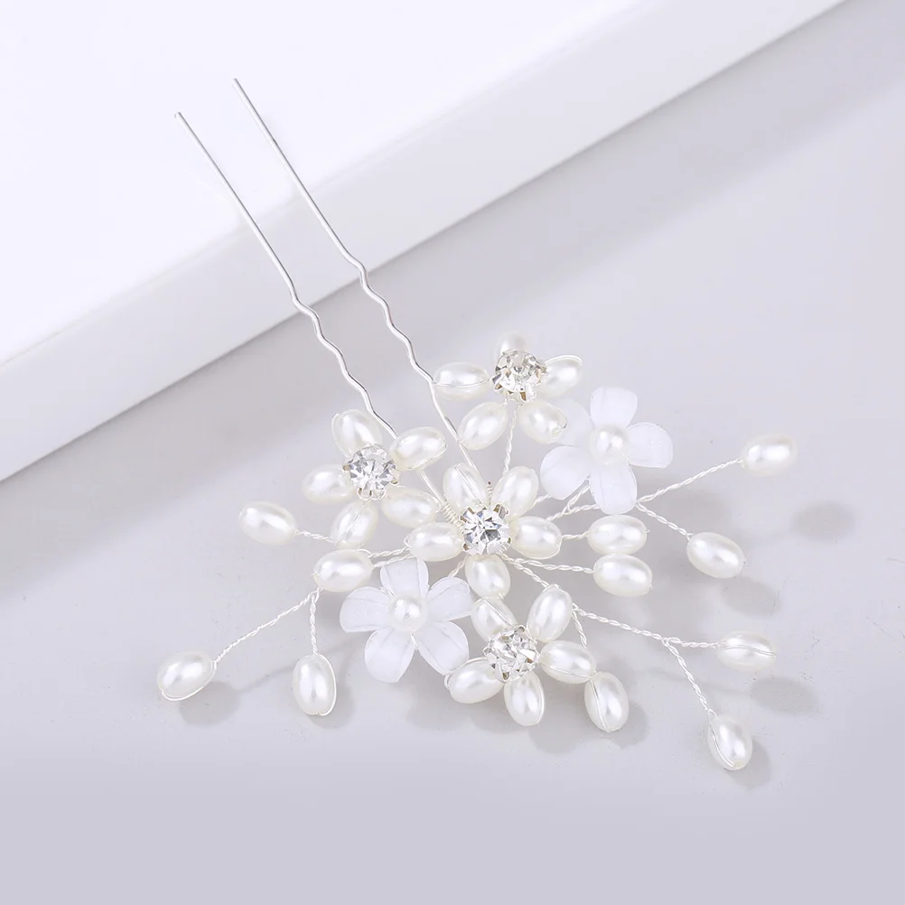

Pearl Flower Hairpin Bridal Accessories Wedding Hairpins Alloy Material Elegant Design Fashionable Headdress Bridesmaid
