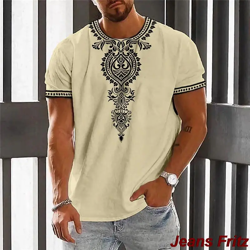 Vintage Ethnic T-shirt 3D Print Clothing O-Neck Men Tops Oversized Short Sleeve Tee Summer Loose Male Streetwear Mens Clothes