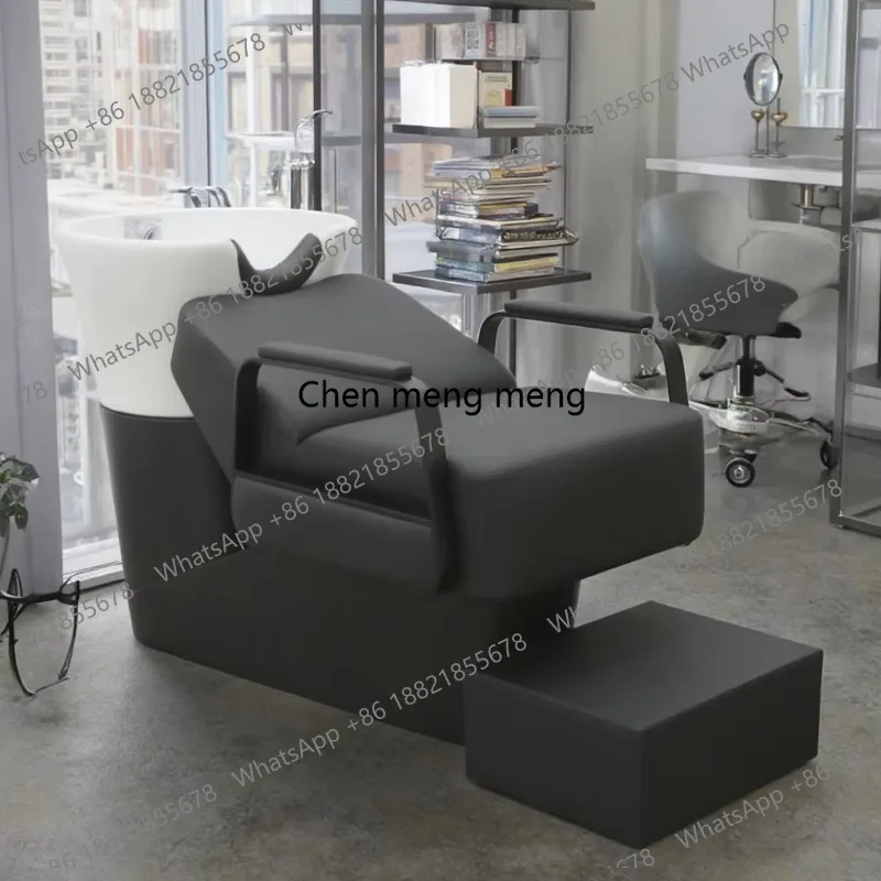 

Luxury Modern Salon Furniture Shampoo Hair Wash Bed with White Bowl Massage Feature