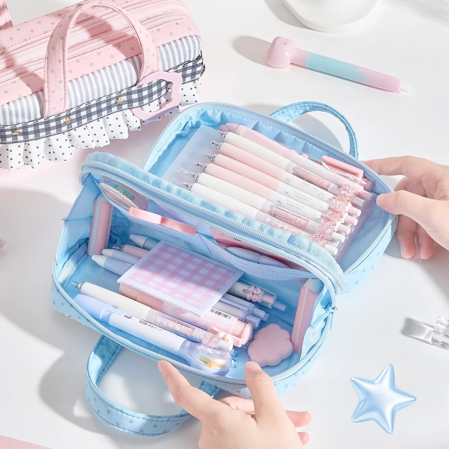 Handheld Pencil Case Japenese Style Large Capacity Pen Pouch Multi Layer Organizer Ins Five Layers School Stationery Organizer