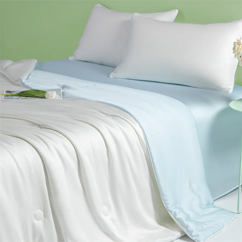 New washed ice silk embroidery double spell ice silk air conditioner quilt student dormitory machine washable summer cool quilt 6