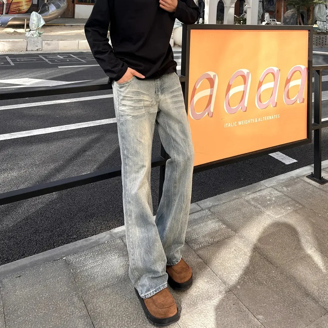 

American Straight Jeans Men's Spring High Street Horn Trousers