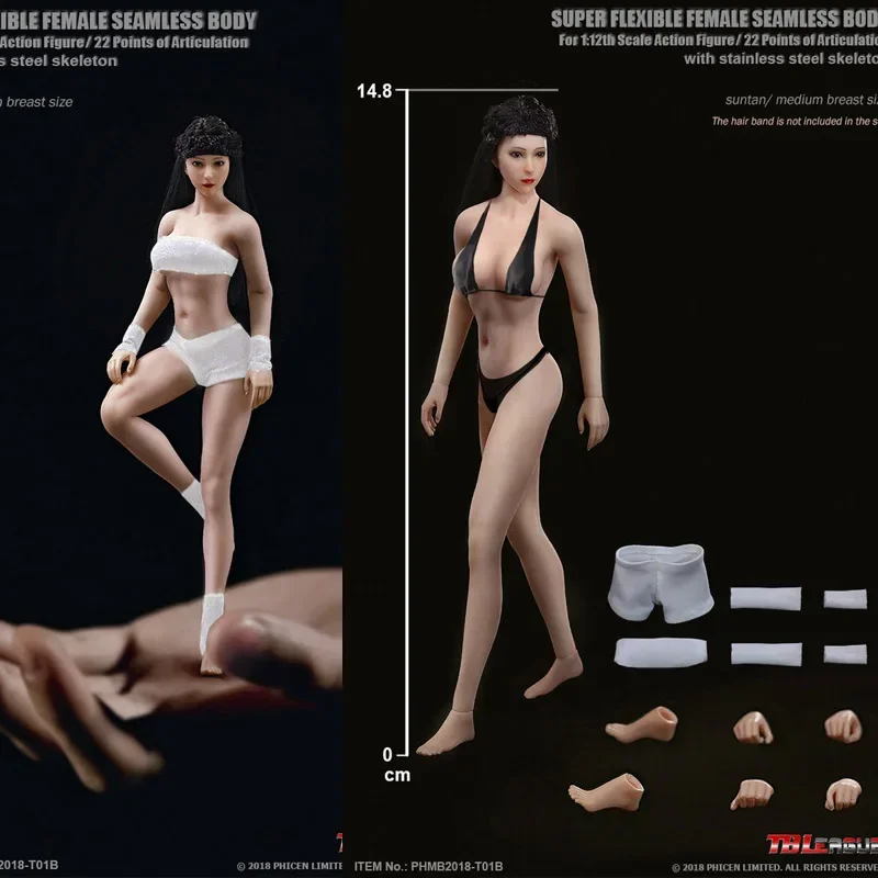 

1/12 TBLeague Phicen T01A T01B Super-Flexible Female Action Figure Body Suntan/Pale Skin Seamless Body With Head