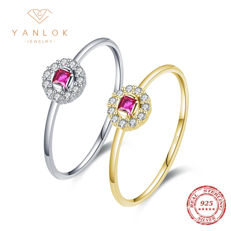 YANLOK Sparkling Clear CZ Finger Rings For Women 925 Sterling Silver Retro Engagement Wedding Jewelry Fashion Accessories