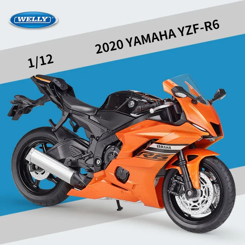 WELLY 1:12 2020 YAMAHA YZF-R6 Diecast Motorcycle Model Heavy Duty Travel Diecast Motorcycle Alloy Toy Car Collection Kid B493