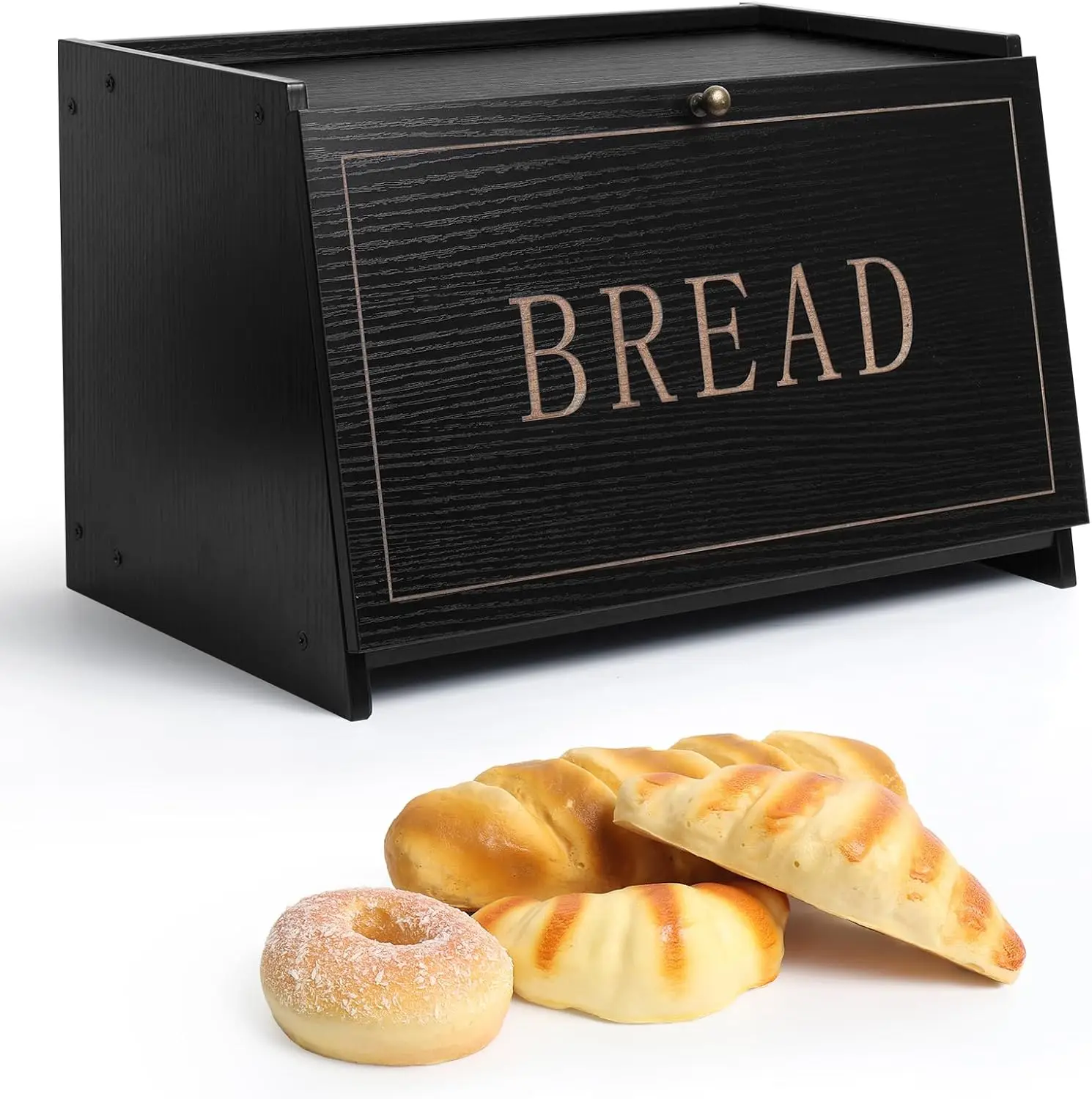 

Large Wooden Bread Storage Box with Magnetic Seal, Multi-Use Kitchen Organizer for Countertop or Cabinet