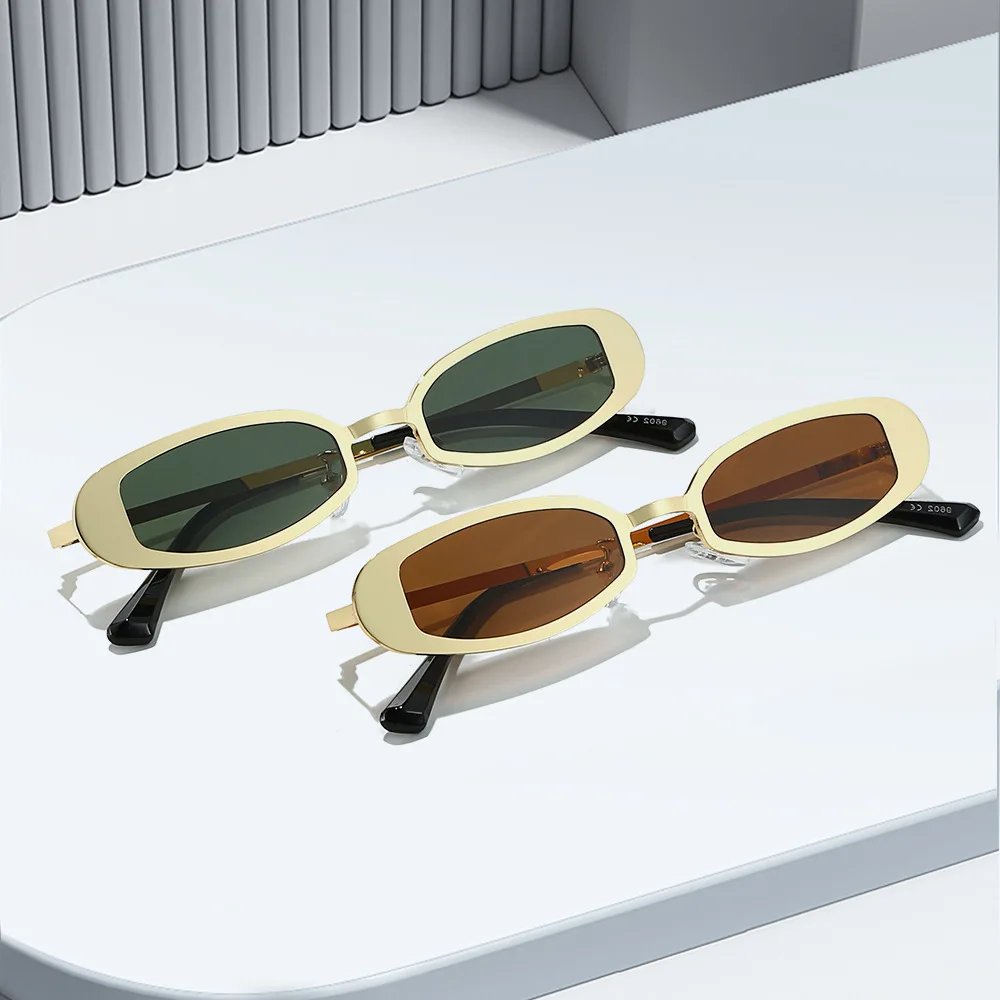 

Retro Small Oval Metal Sunglasses Women Vintage Y2K Shades UV400 Sun Glasses Retro Fashion Punk Men Luxury Small Frame Eyewear
