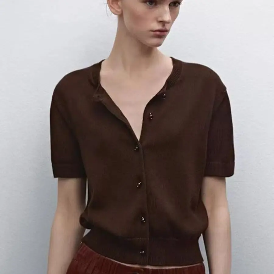 Faionable mat Lazy Sle Open Cardigan Oberbekleidung Neue Herbst Winter Damen Polyesterfaser rund Ne ort Sve