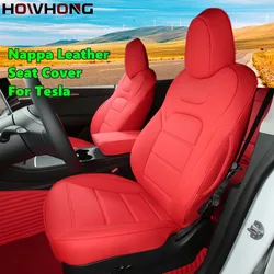 Nappa Leather Seat Cover For Tesla Model 3 Y Half Set Front Seats Or Rear Seat White Cushions Car Interior Accessories 2017-2025