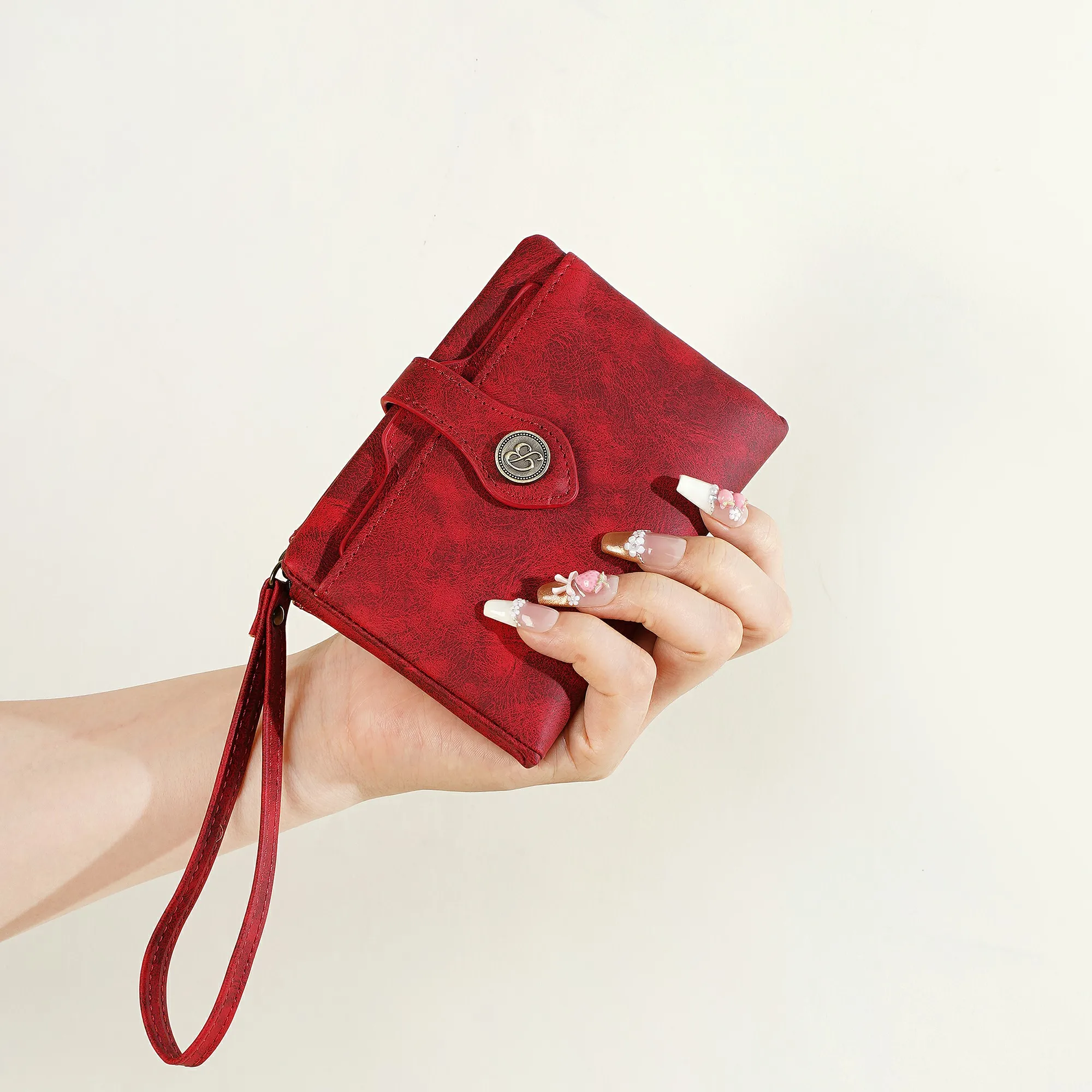 1 Stück - Baellerry Damen Vintage PU-Leder Kurzbörse mit 80% Rabatt, mit Handgelenkschlaufe, 8 Kartenfächern + Ausweisfenster + abnehmbarem Kartenhalter, praktisches Geburtstagsgeschenk für Frauen. – Detail 8