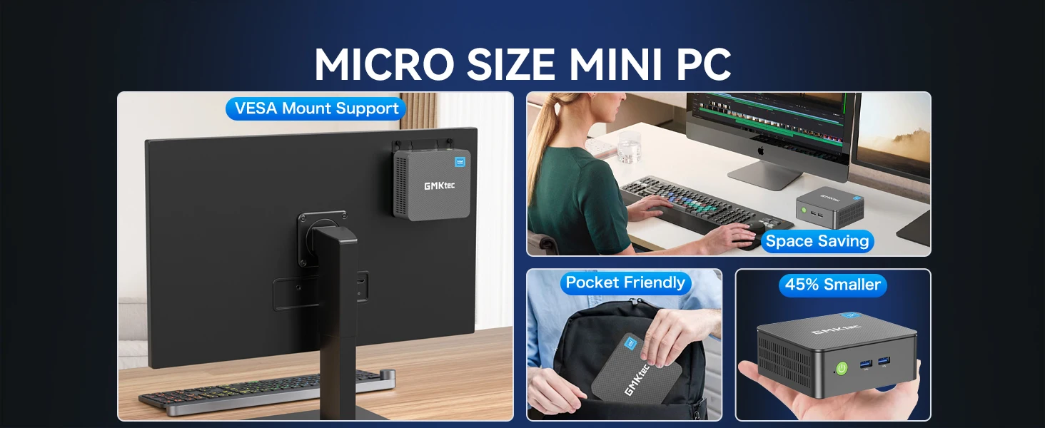 GMKtec G3 Pro Mini PC Intel I3-10110U Windows 11 Pro Mini PC 8GB DDR4 256GB PCIe M.2 SSD WiFi 6 BT5.2 Desktop Computer