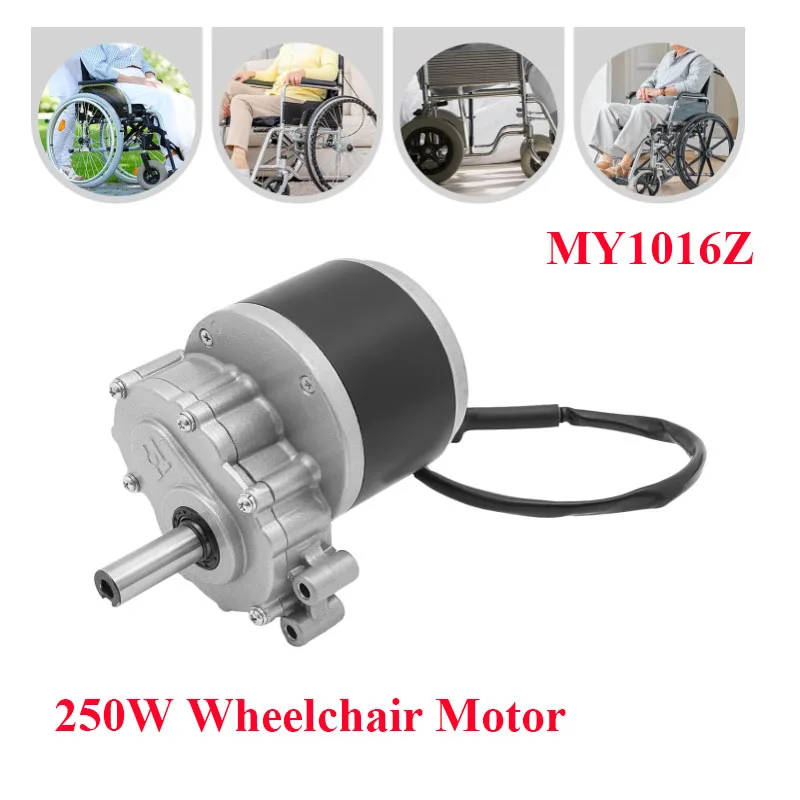 Wheelchair Motor 250W Low Speed Brushed Gear Electric Motor, Low Noise Beach Bike Motor for Electric Wheelchair Modification