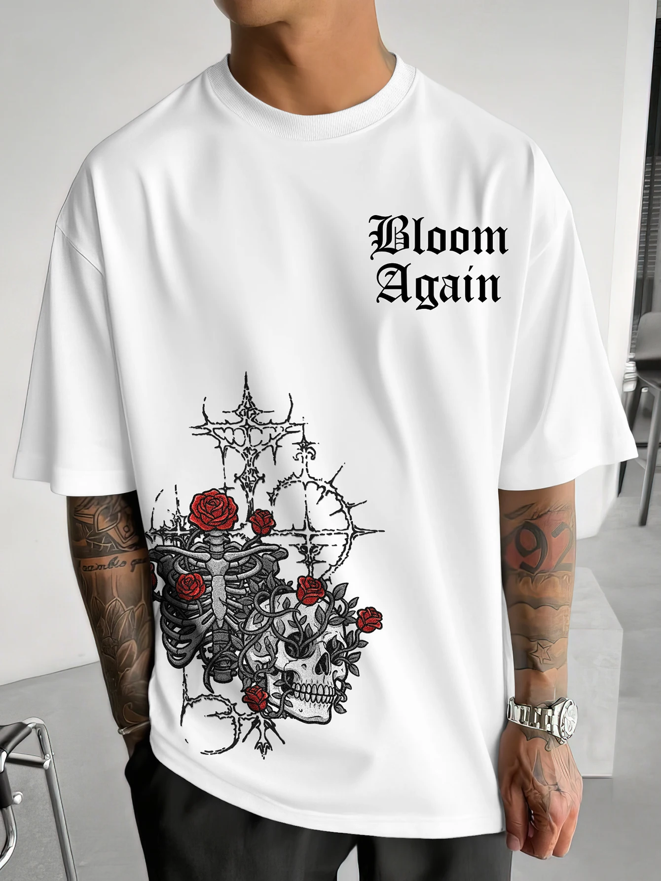 Gothic Streetwear Brand - T-shirt surdimensionné pour homme, style gothique