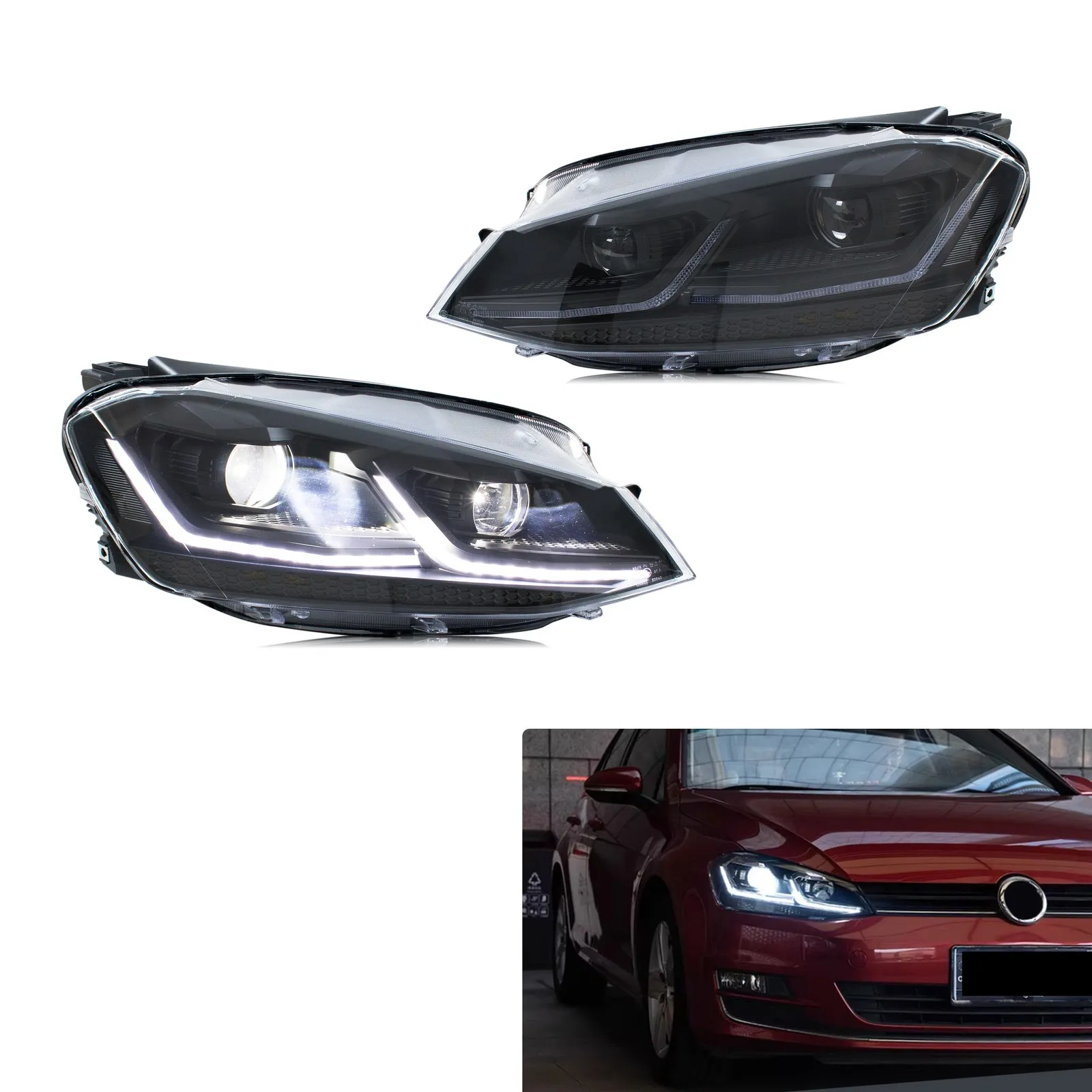 LED koplampen voor Volkswagen VW Golf 7 MK7 VII 2013-2017 TDI TSI Blackout Projector koplampunit (Niet geschikt voor GTI/R/GTD)