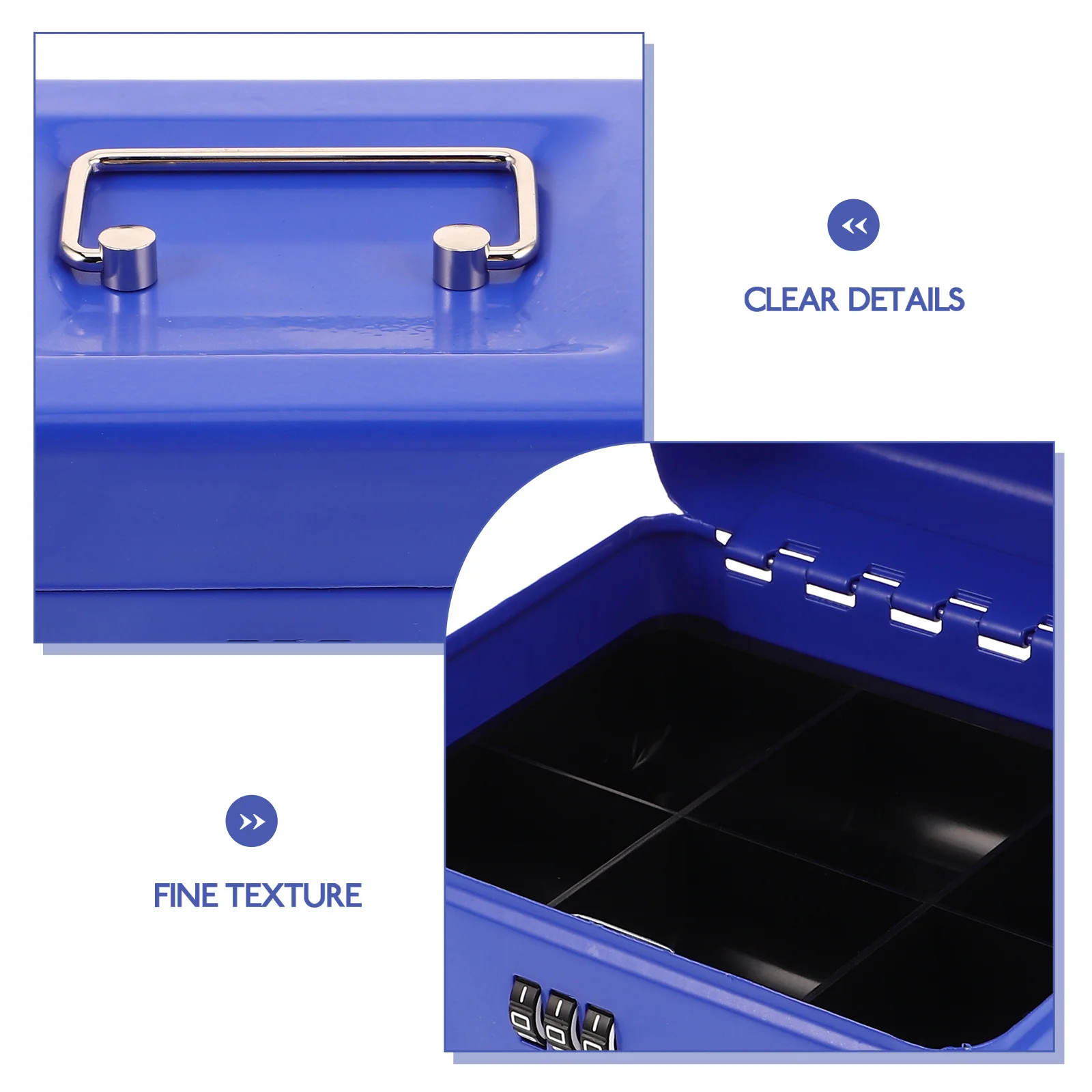 صندوق نقود معدني قوي قفل مجمع 5.8 بوصة المحمولة آمنة التخزين المنظم صندوق توفير المال مكتب المنزل آمن للمال #6