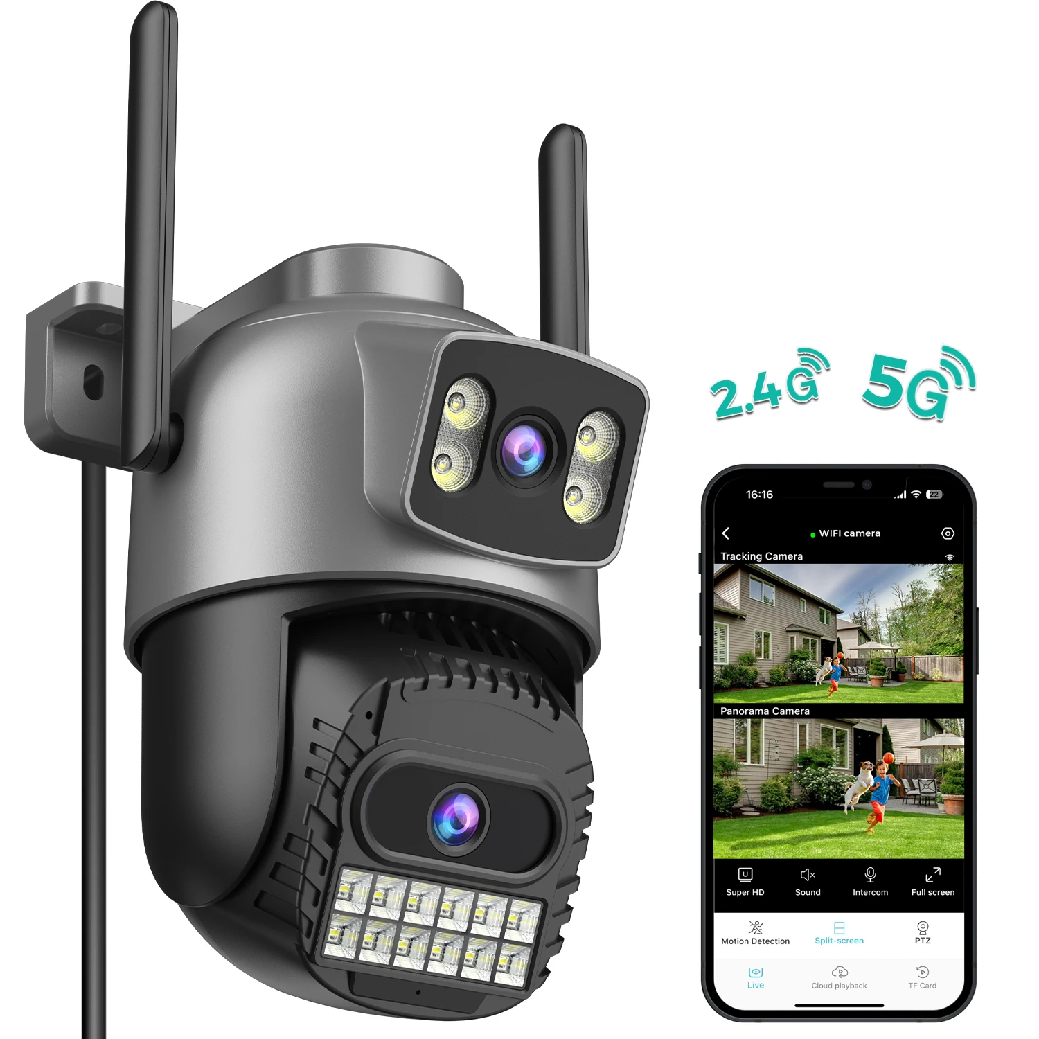 BESDER 10MP 5K IP Camera Outdoor Security Wifi PTZ Dual Lens 5G HD Surveillance with Human Detection Tracking And Night Vision