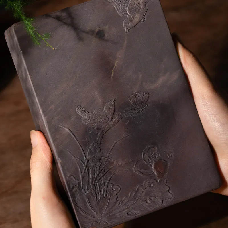Natural inkstone, brush calligraphy, four treasures of Songkeng study