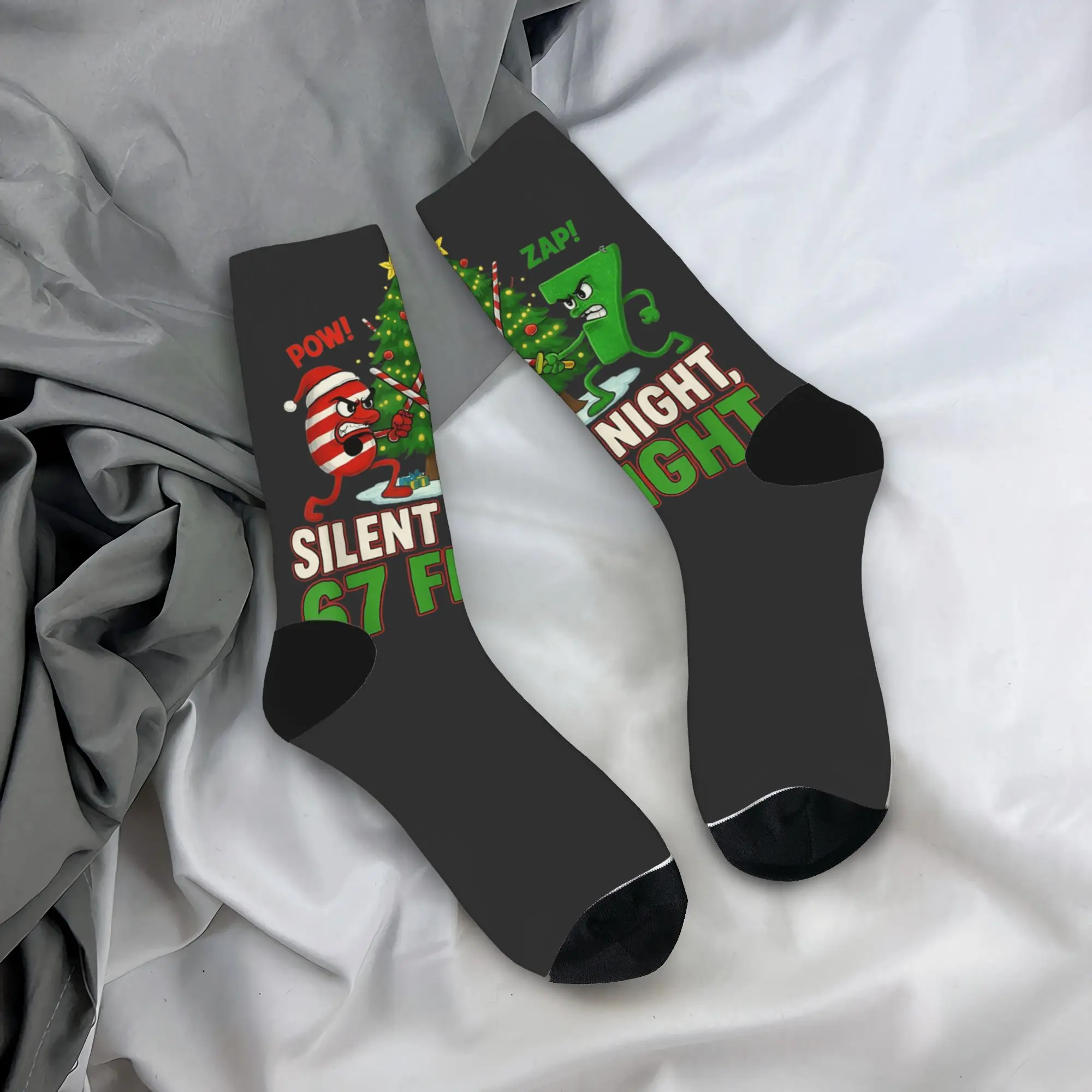 Erwachsene Männer Socken Silent Night 67 Kampf Weihnachten Strümpfe Herbst Neuheit Atmungsaktive Socken Design Radfahren Anti Slip Socken