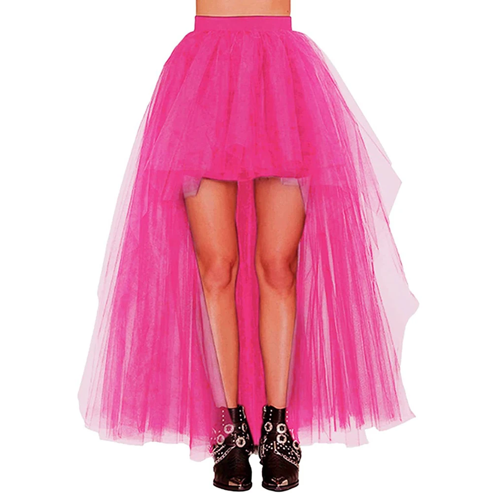 

Плюс размер Ретро Высокая талия Короткая передняя длинная задняя часть Пышная юбка средней длины Многослойная юбка с рюшами Женские плиссированные юбки-пачки