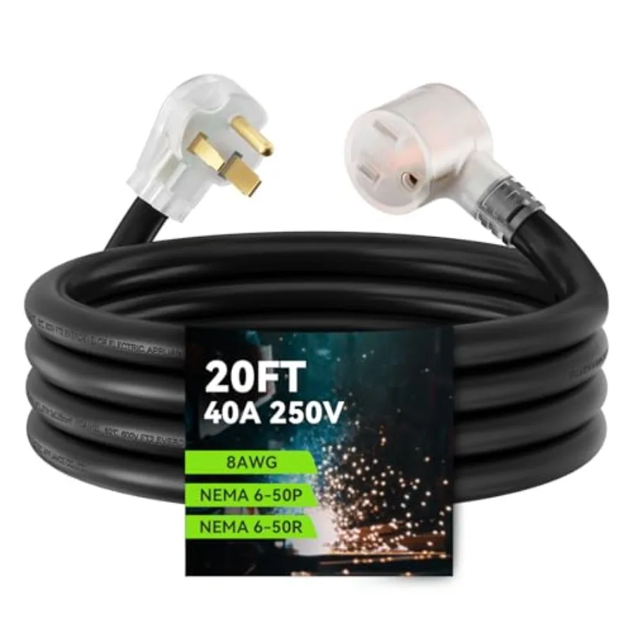 

Удлинитель для сварочного аппарата 250В, 6 метров, усиленный, 8 AWG, NEMA 6-50 STW, с индикатором питания, сертифицирован ETL