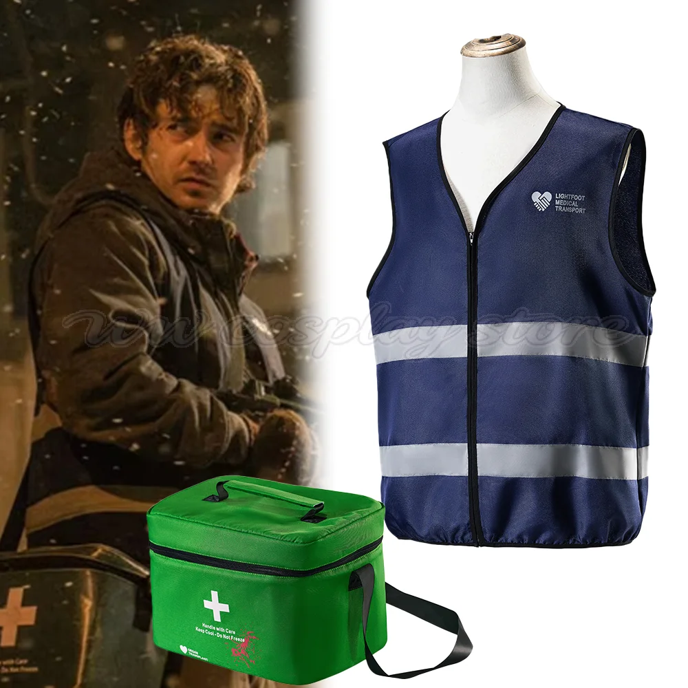 Resident Evil Bryan Cosplay-Kostüm, Film-Outfit, dunkelblaue Weste, grüne Tasche, Bryan Hodukavich, Rollenspiel, Halloween-Party-Kostüm, Cos