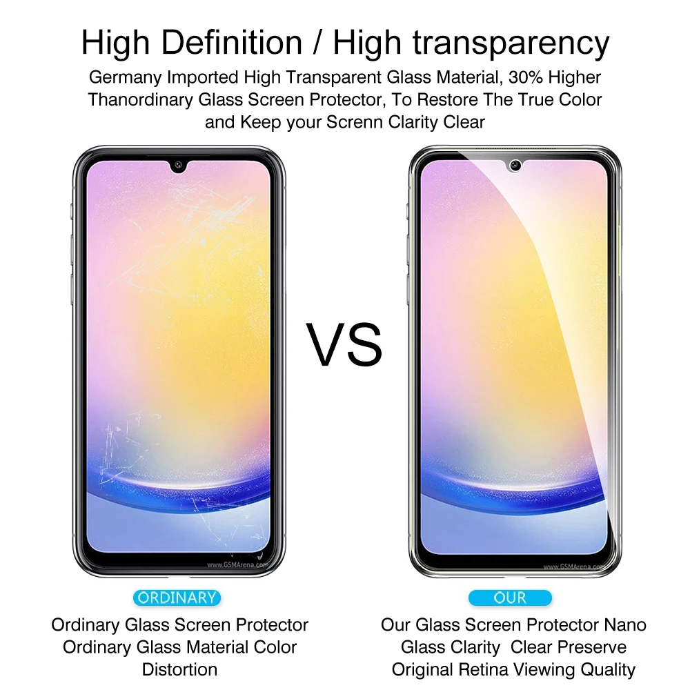 Protetor de Tela para Samsung Galaxy A25, Vidro Temperado, Alta Definição, 6,5 polegadas, 6,5 polegadas, 3PCs, 2023