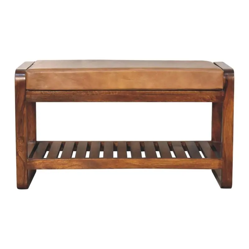 

Solid Wood Buffalo Slatted Hallway Bench - Small Stylish Entryway Seating Solution