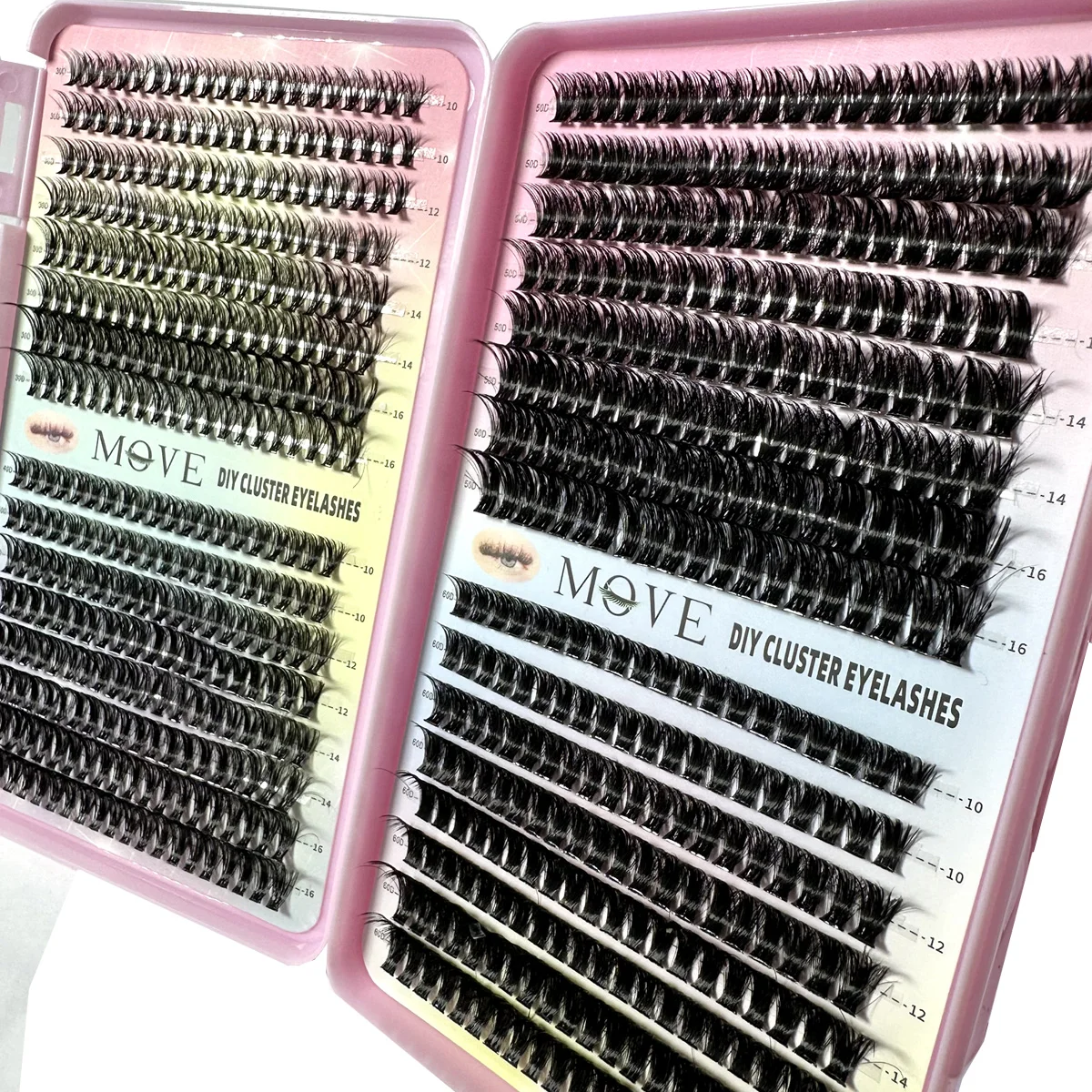 New 640 Cluster Lashes Kit 5D Fluffy Thick Eyelash Extension Kit Volume Mixed Tray Faux Mink Lashes Lash Extension Makeup