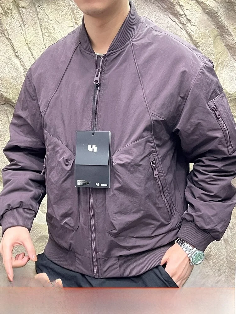 

Classic Retro MA Men's Faionable Baseball Collar Pilot down Jaet 85 Du down Thiened Polyester Fiber Zipper Decoration