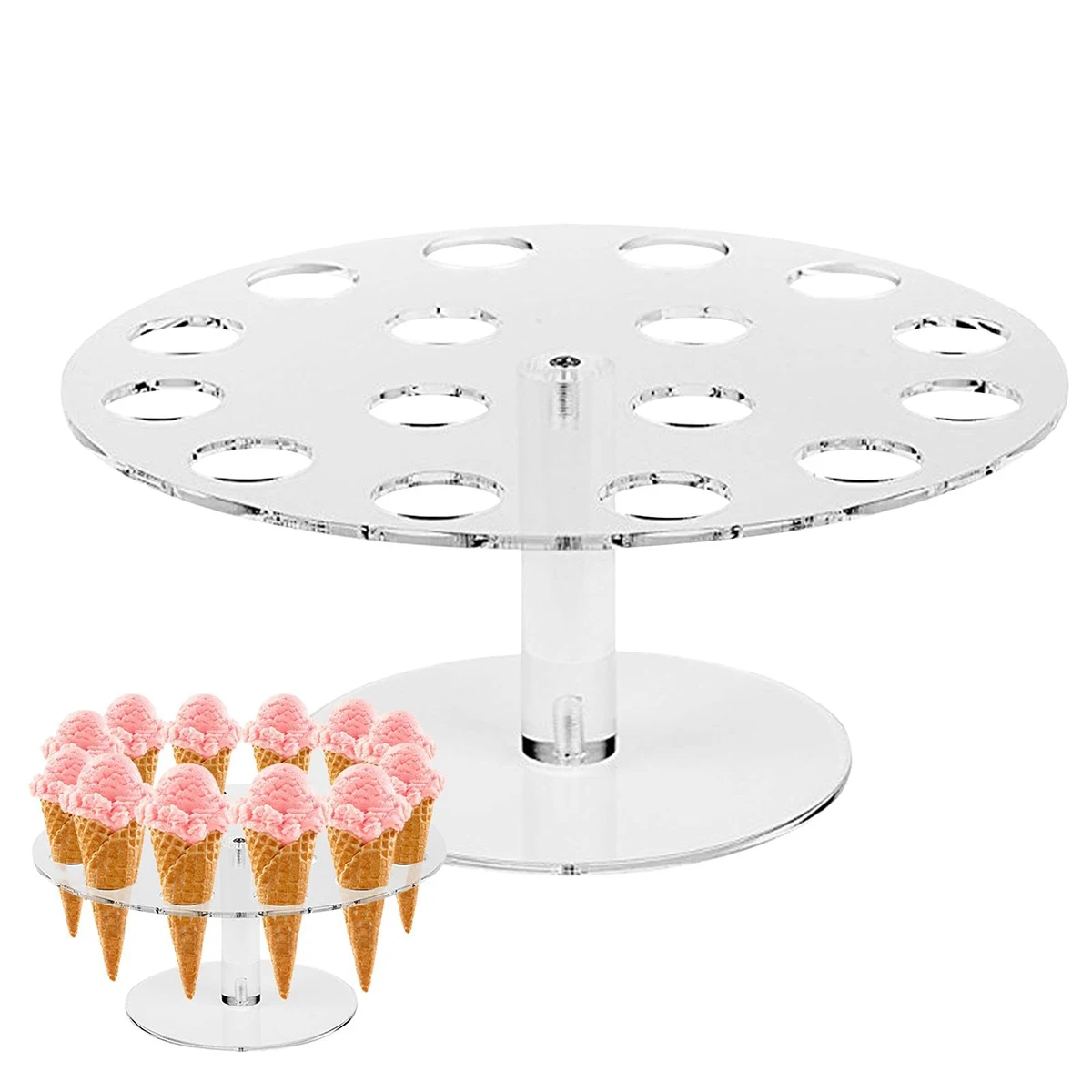 

Ice Cream Cone Holder Stand Waffle Cone Displaying Stand Clear Acrylic Ice Cream Cone Holder Stand With 16 Holes