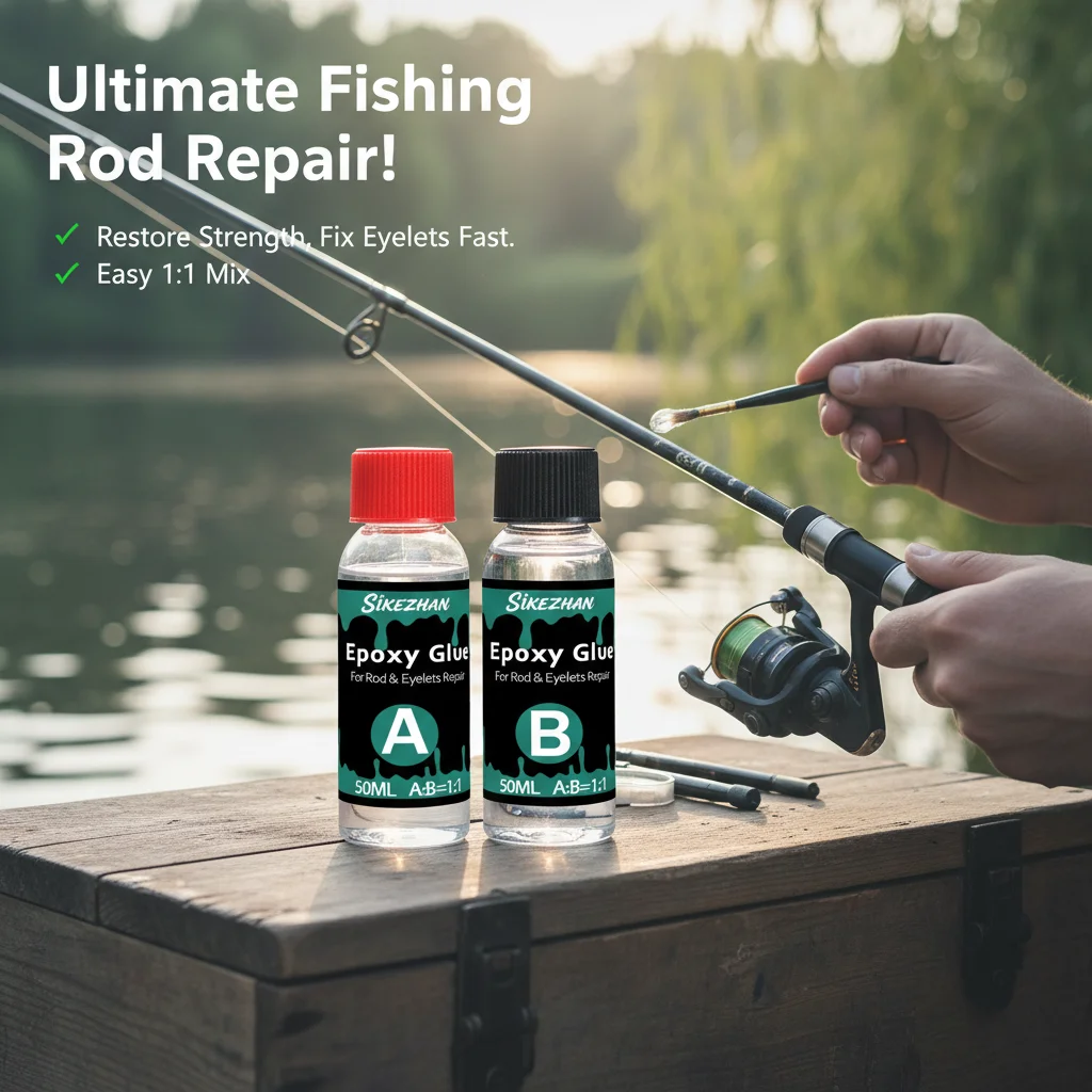 AB Epoxy 1:1 for Fishing Rod Repair, Clear Two‑Part Adhesive, Guides/Eyelets/Tip‑Top Fix, Fast Cure, Sandable, Water‑Resistan