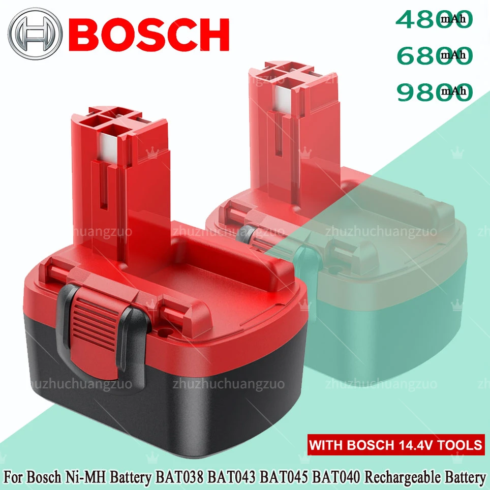 

9800mAh 6800mAh 4800mAh 14.4V Battery For BOSCH BAT038 BAT040 BAT140 BAT159 BAT041 GSR 2607335264 14.4 Volt screwdriver battery