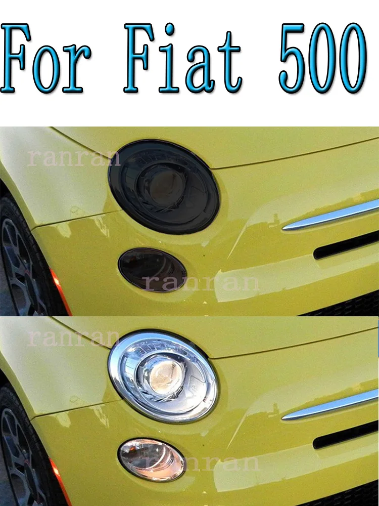 2X Car Headlights Protection Tint Film Smoke Black TPU Protective Transparent Stickers For Fiat 500 Abarth 2013-2022 Accessories