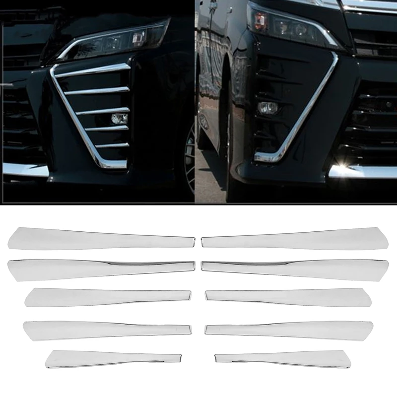 

For Toyota Voxy R80 2014-2018 Front Bumper Trim Protector Strip Fog Lamp Fog Light Garnish Strip Chrome Decorative Strip