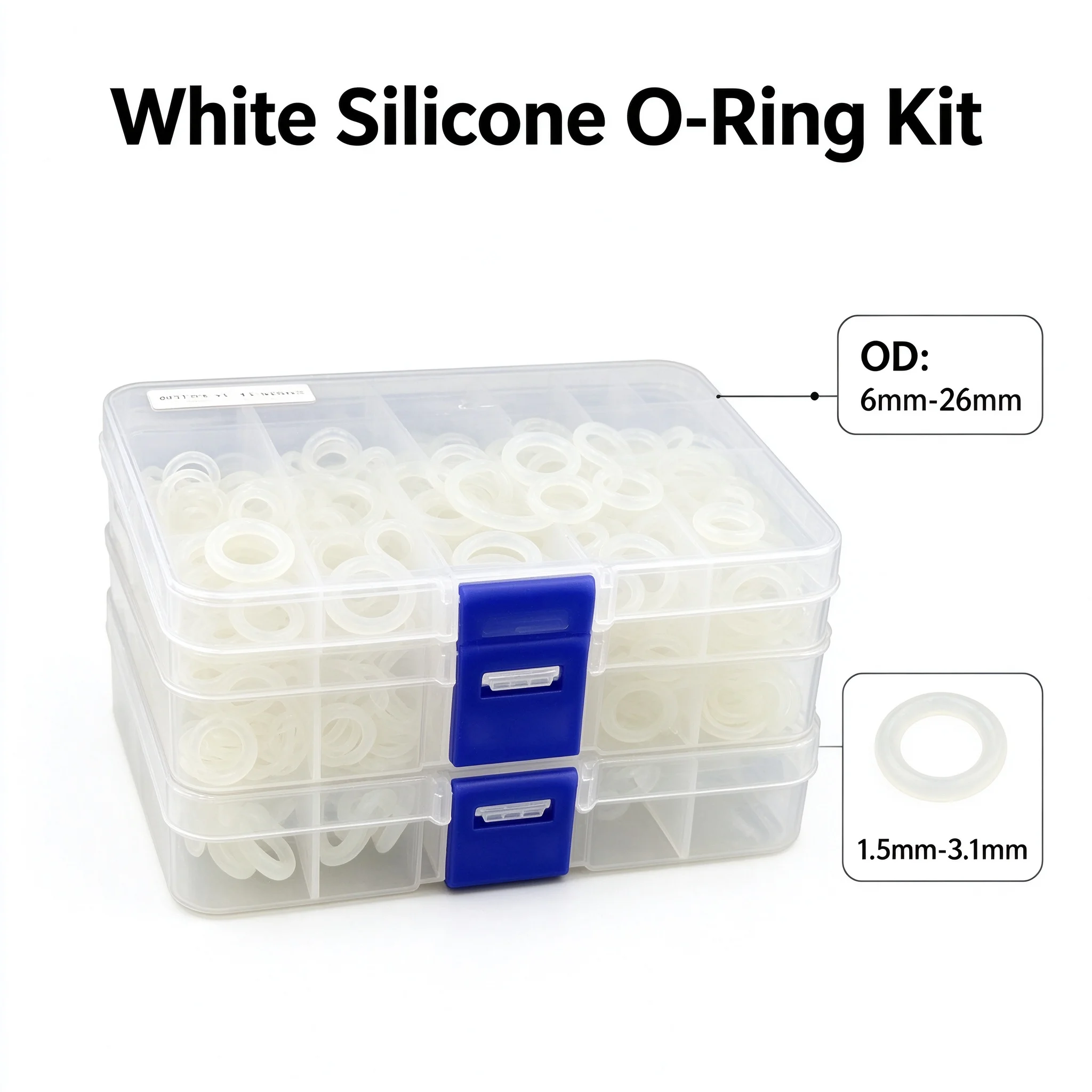 VMQ White Silicone O Ring Gasket CS 1.5/2/2.4/3mm Silicone Heat-Resistant Insulated Waterproof Nontoxic Washer O-Ring