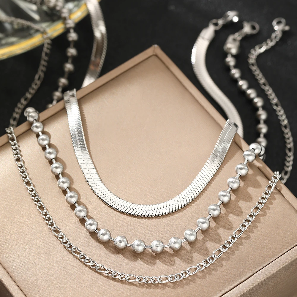 Stainless Steel Necklace Minimalist Classic Blade And Round Chain Non-fading High-quality Necklace For Women Jewelry Party Wear