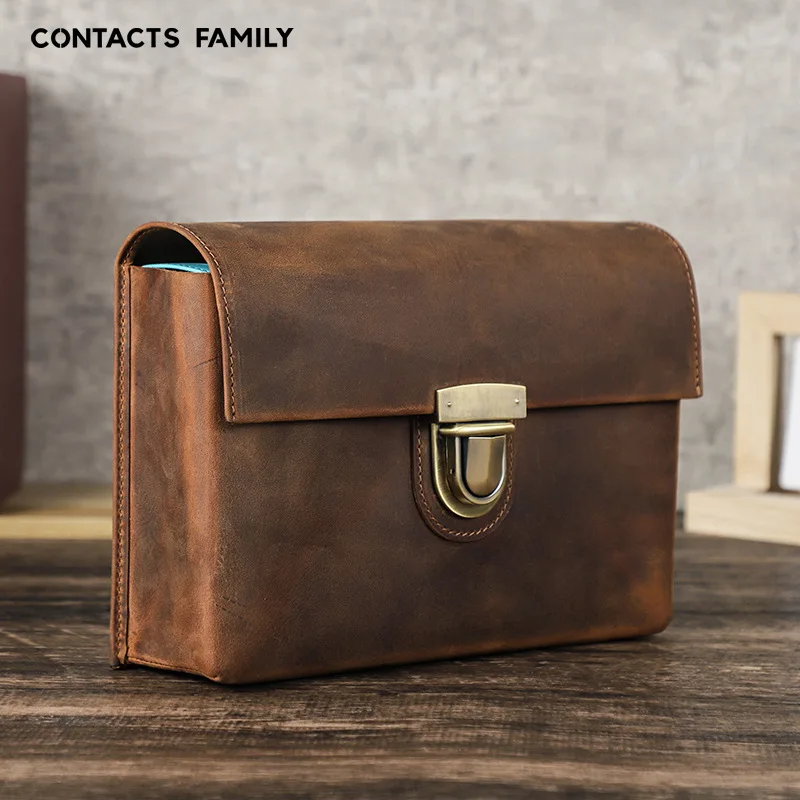 Handmade Crazy Horse Leather Book Cover Rectangle Lock Closure Flap Style Thick Book Luxury Protector Delicate for Various Books