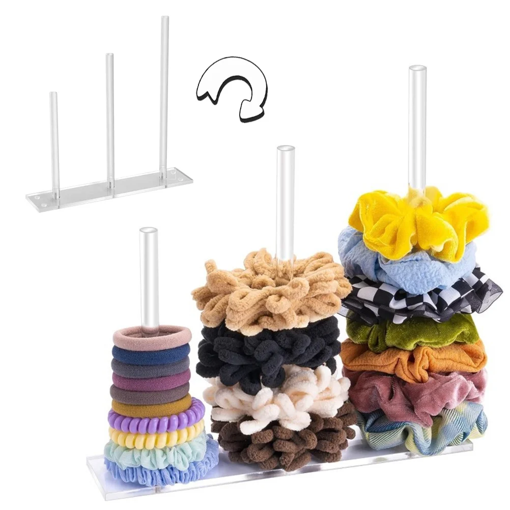 

Hair Tie Organizer Acrylic Transparent Compact Multi-Sticks Storage Stand For Small Spaces Scrunchie Holder Hair