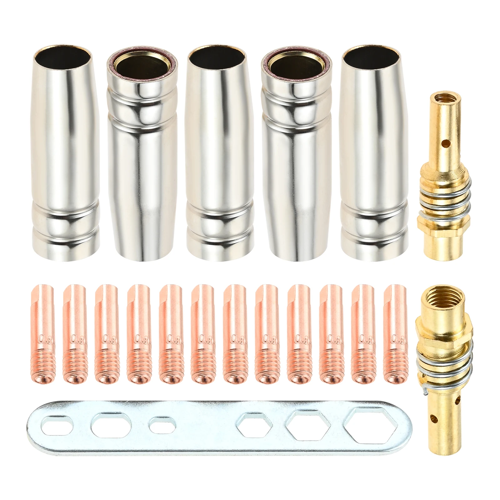 

20PCS/Set MB15 MIG Welding Gun Accessory Kit Nozzle 0.035" Contact Tip Rod Special Wrench For MB-15Ak Assembling Repairing Parts