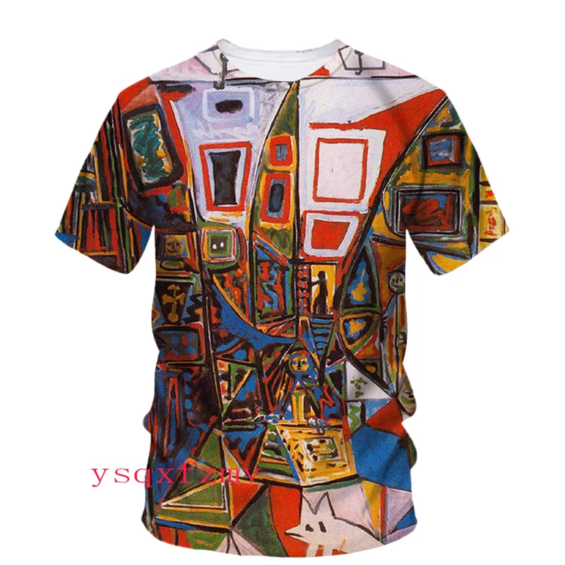 Pittura a olio Picasso stampa 3D HD Art Graffiti personalità moda uomo e donna girocollo manica corta Street Casual t-shirt