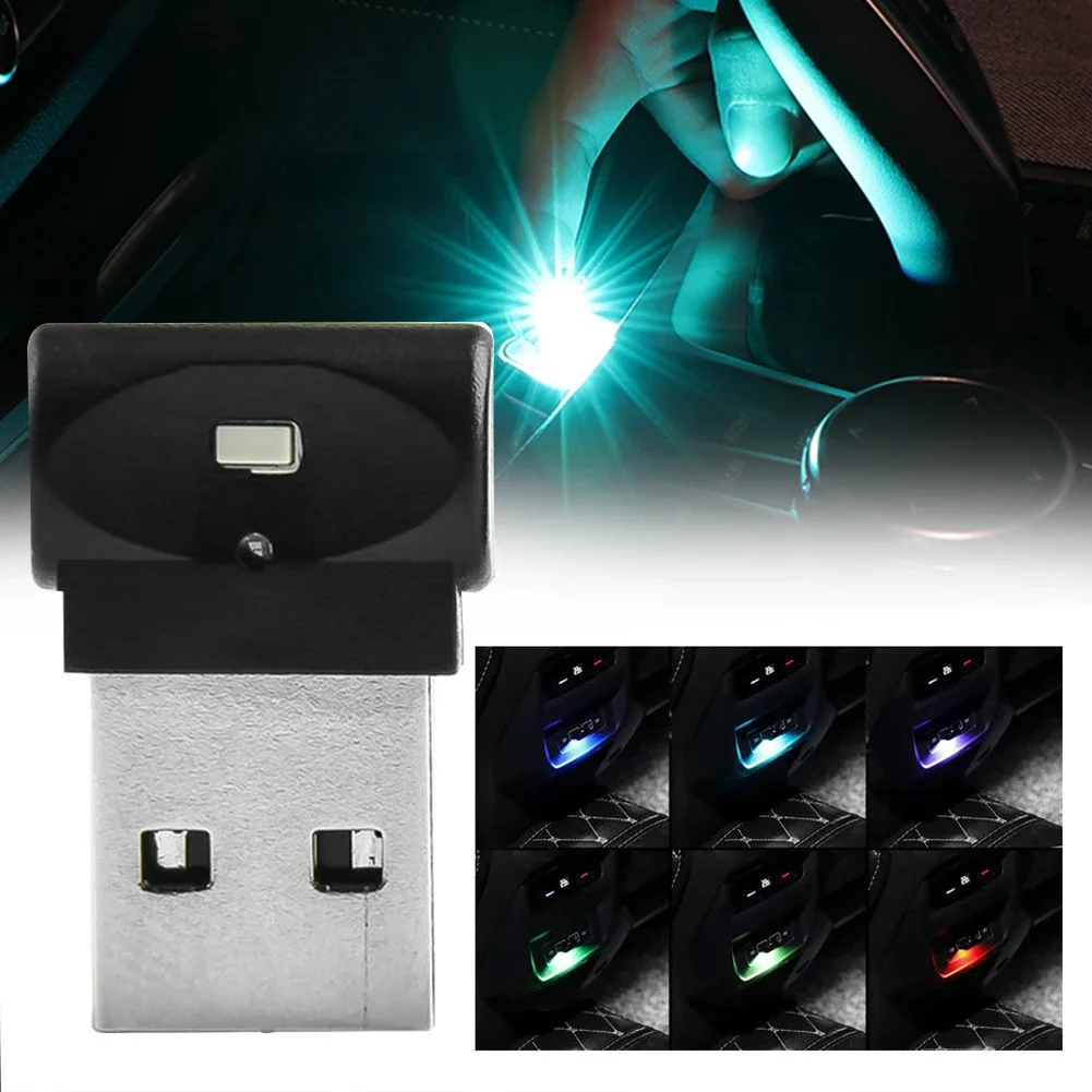 Mini USB Car Foot Light PC Auto Interior 7 Colors RGB LED Atmosphere Light Decorative Lamp Plug And Play Emergency Lighting