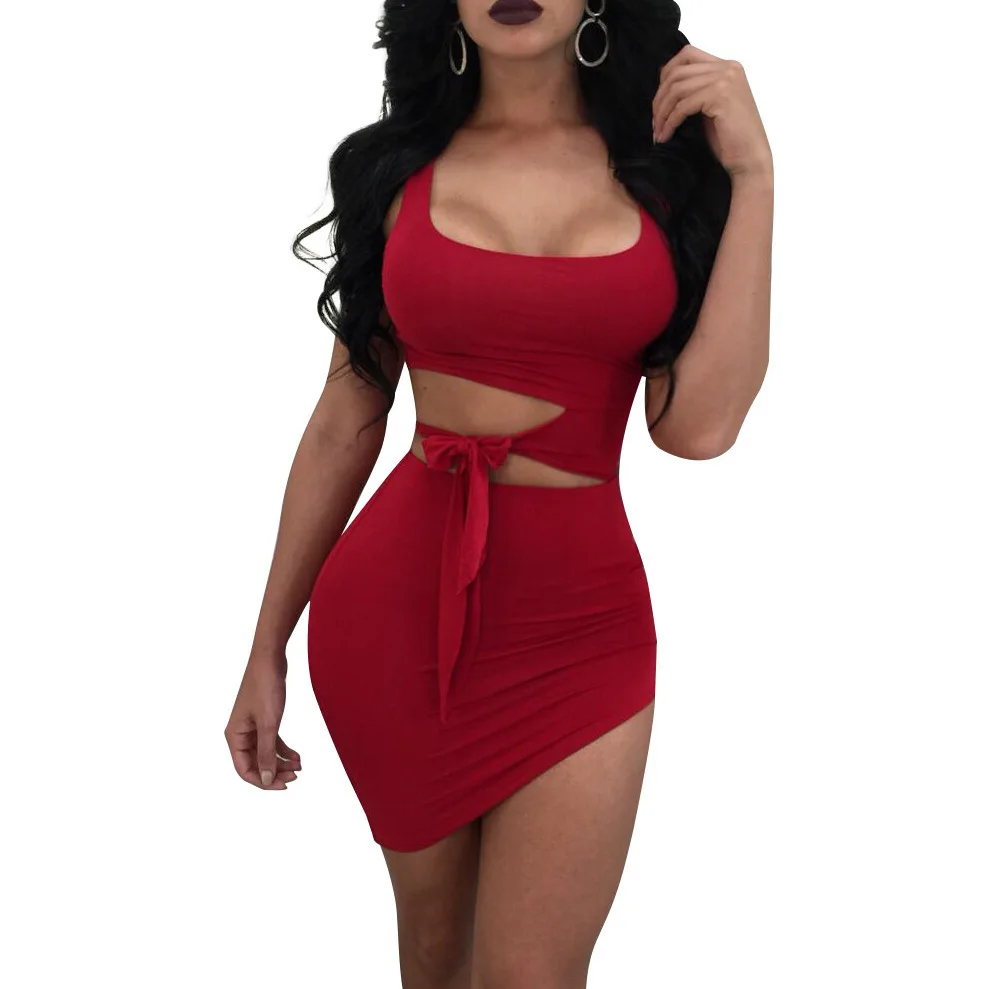 Women\'s Club & Night Out Sexy Dresses Spaghetti Straps Backless Bodycon Mini Dress