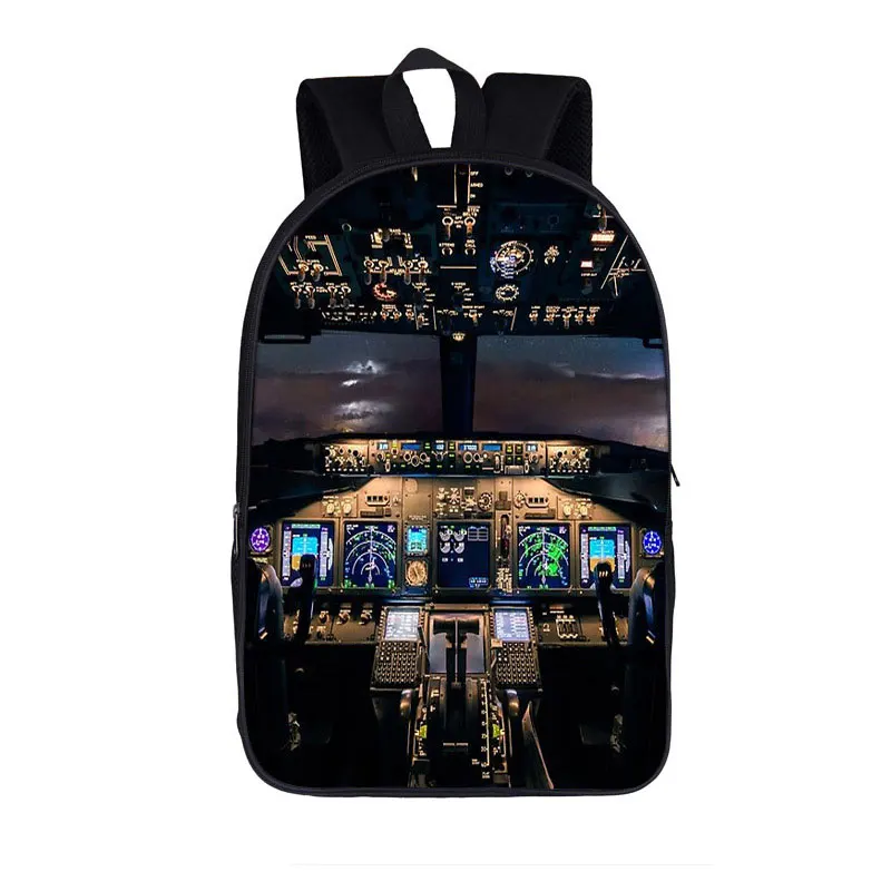 Cockpit Six Dials Flight Simulator Backpack Children Pilots 6 Pack Schoolbags for Travel Bookbag Laptop Student Rucksacks Gift