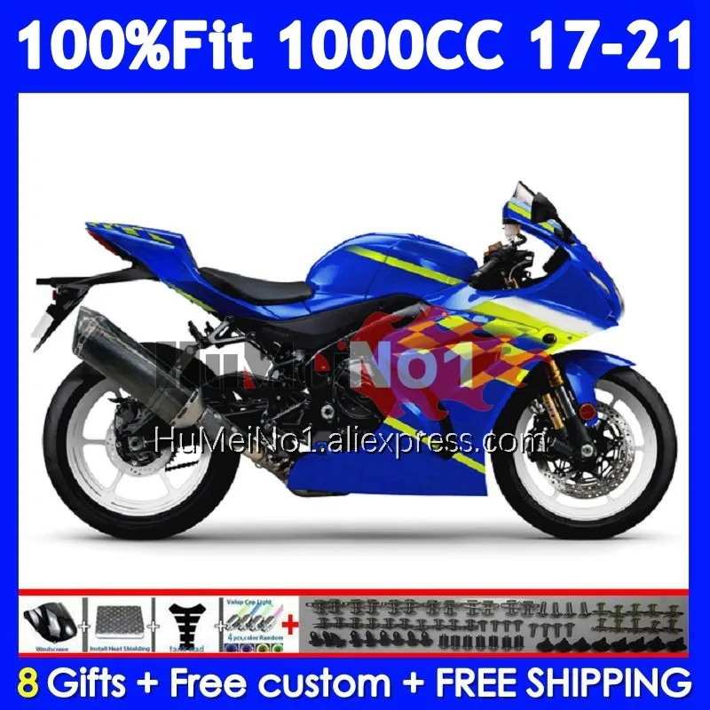 Glossy Blue Injection For SUZUKI GSXR1000 GSXR 1000 L7 122No.176 K17 GSXR-1000 17 18 19 20 21 2017 2018 2019 2020 2021 Fairings