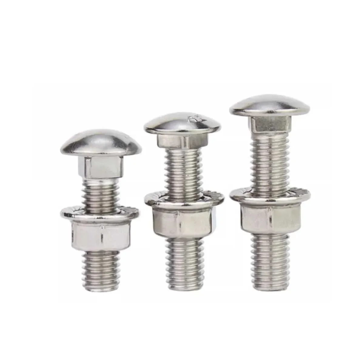 Weiyi SUS304 Stainless Steel Carriage Screw GB12 Small Semi-Circular Combination Bridge Bolt M3 M4 M5 M6 M8 M10 M12