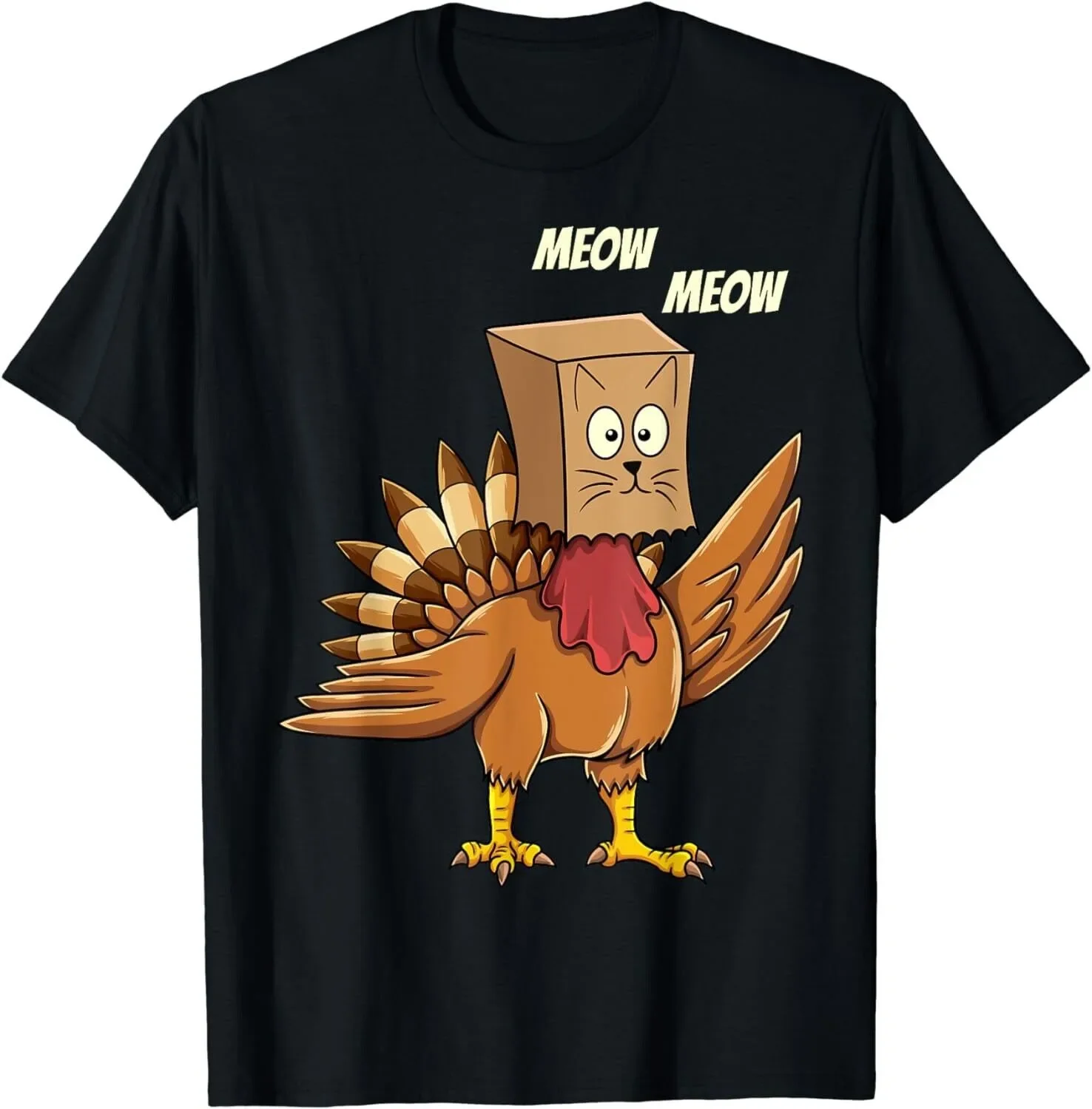 Thanksgiving Turkey Say Meow Meow Funny Furry Twist Unisex T-Shirt