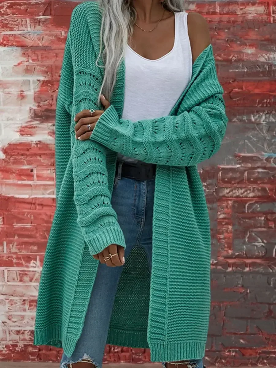 Long Cardigan Women Sweater Long Sleeve Solid Knit Coat Autumn Winter Clothing Streetwear Jumpers Jacket Knitwears Cardigan Traf