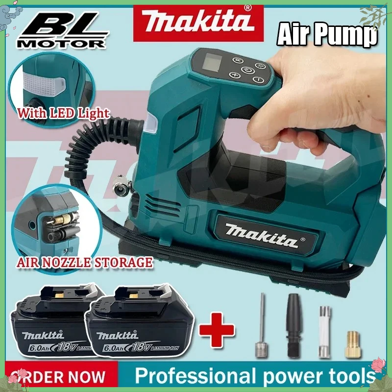

Беспроводной портативный насос для накачки шин Makita с цифровым дисплеем для автомобилей и мотоциклов, мобильный беспроводной насос для аккумуляторов 18В